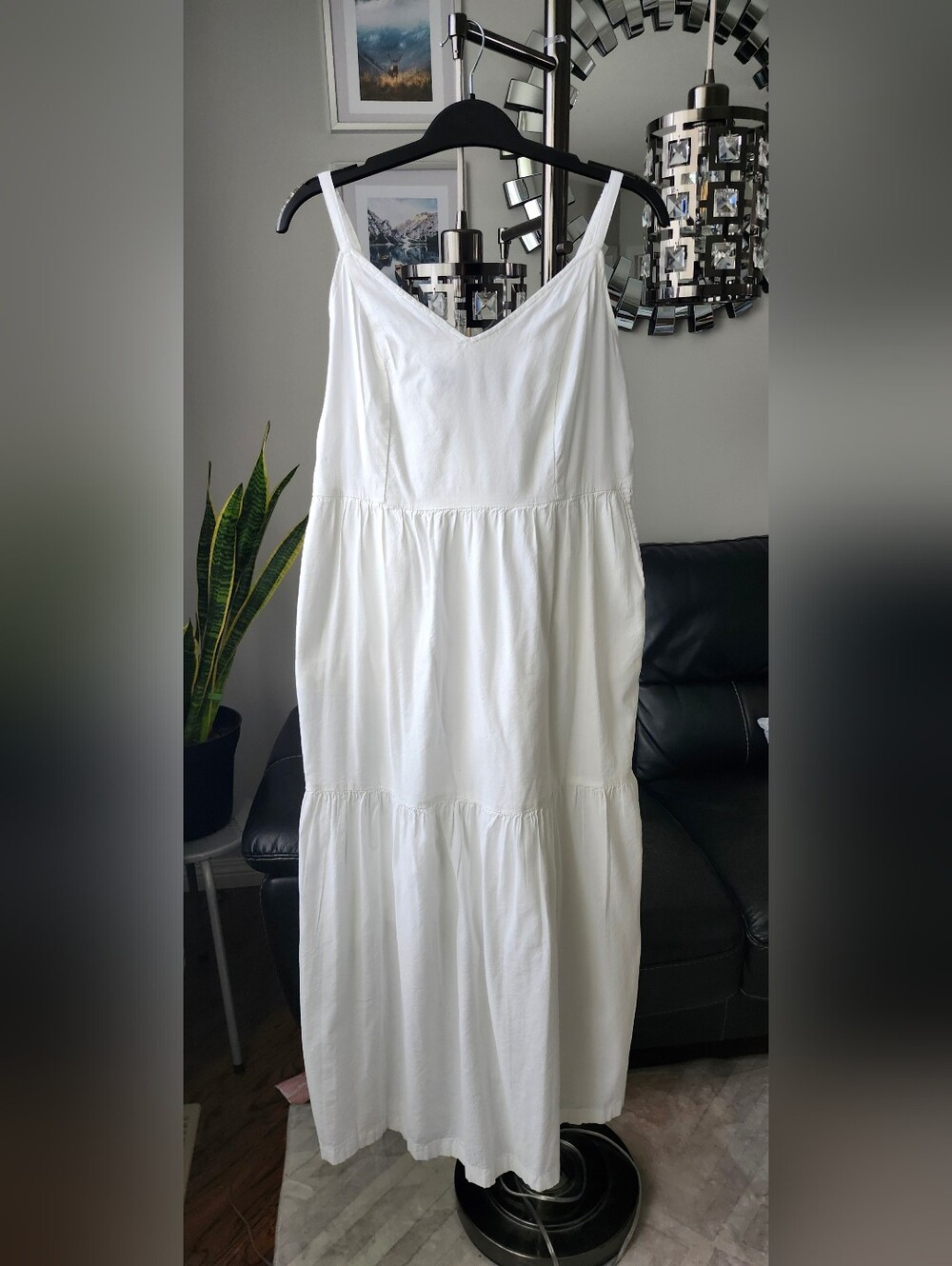 White Tiered Maxi Sundress - Breathable V-Neck Dress